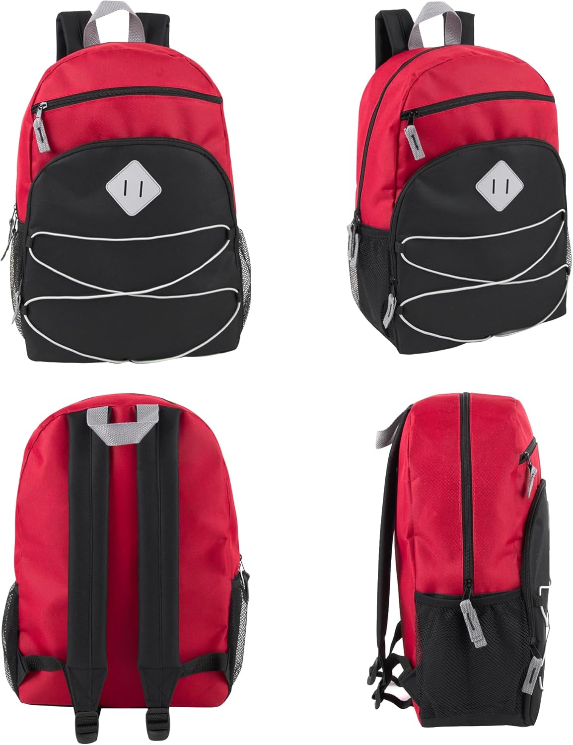 Adventure Trails 24 Pack Bulk Backpacks Wholesale for Homeless Men, Women, Donation | 17 Inch Dual Compartment Bungee Backpacks with Pockets (Dark Colors Pack) - Image 3