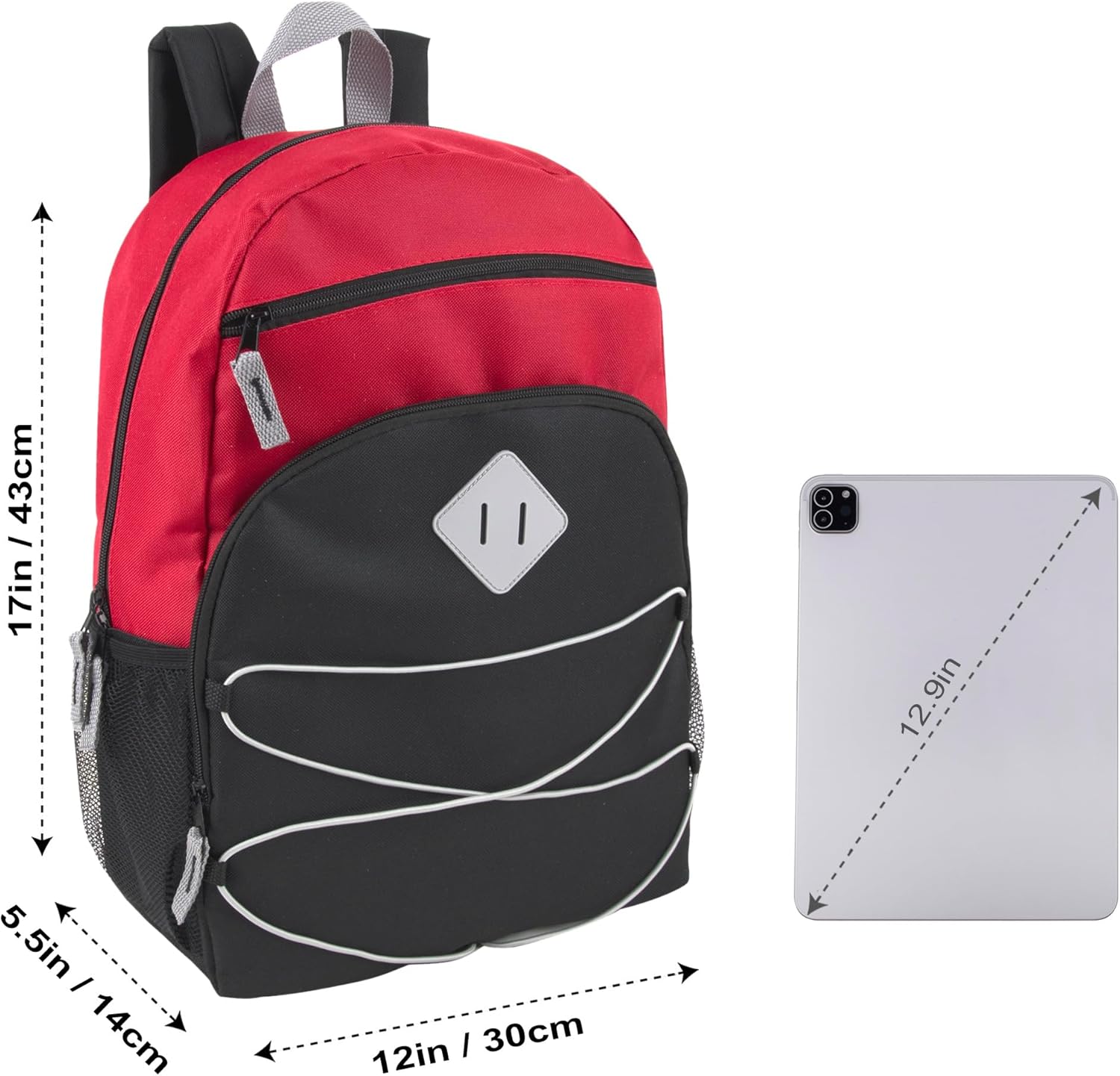Adventure Trails 24 Pack Bulk Backpacks Wholesale for Homeless Men, Women, Donation | 17 Inch Dual Compartment Bungee Backpacks with Pockets (Dark Colors Pack) - Image 5